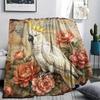 1PC Retro Parrot Peacock Print Flannel Blanket, High quality All Seasons, Home Decor, Warmth and Comfort, Perfect for Christmas Gifts