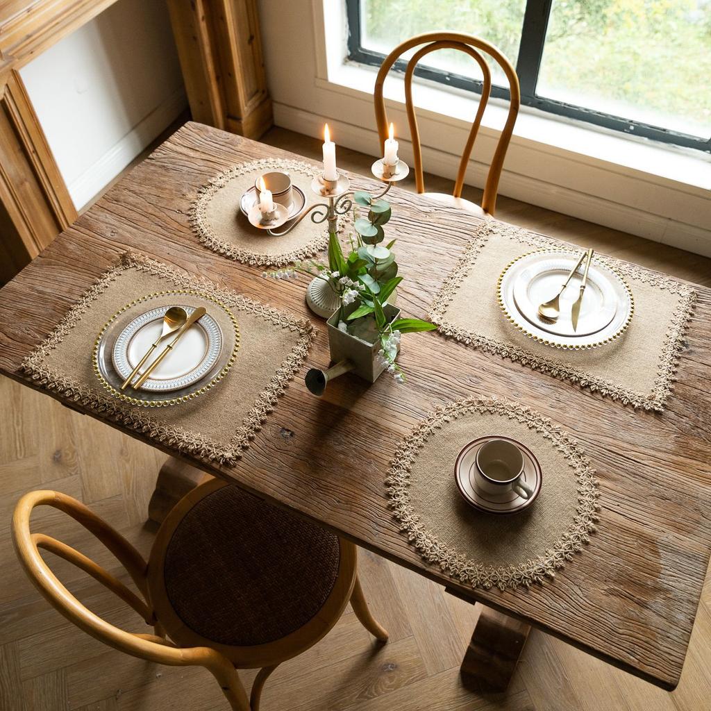 Японская западная еда мат корейский джут уличная вечеринка американский юго-восток Азии однотонный кружевной обеденный стол изоляционный мат подставка