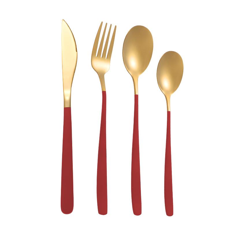 Корейский нож из четырех предметов для стейка из нержавеющей стали, вилка и ложка, набор посуды, домашний подарочный набор из нержавеющей стали с квадратной ручкой