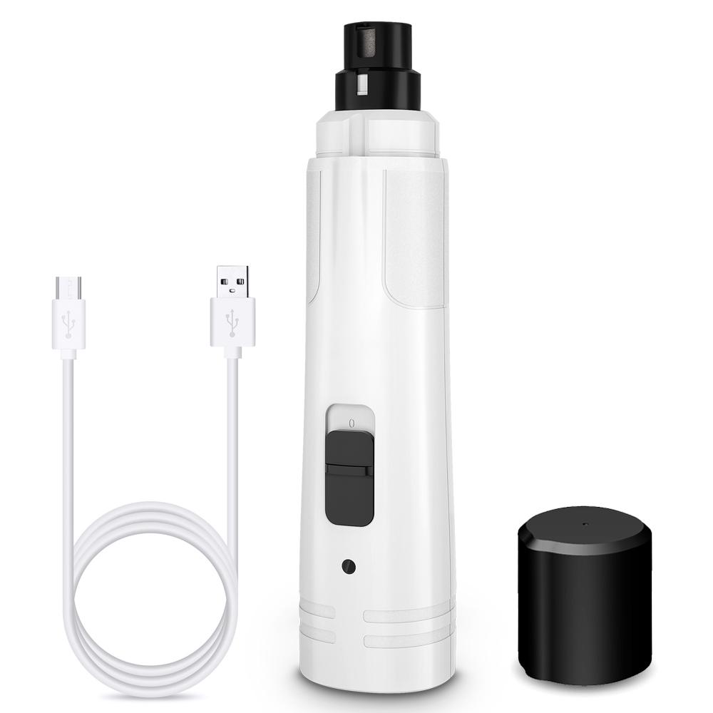 Точилка для ногтей для домашних животных Шлифовальная машина для ногтей для кошек и собак с светодиодом ED 2-скоростная USB-зарядка Триммер для ногтей Низкий уровень шума Мощный безболезненный уход за лапамиAA