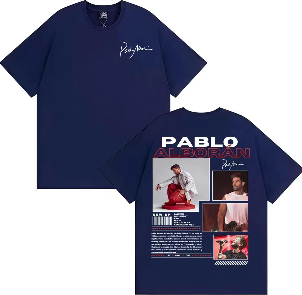 2026 Rappeur Pablo Alborán Global Tour Tshirt Hommes Femmes Harajuku Hip Hop Streetwear Coton Décontracté À Unisexches Courtes