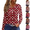 Women's T Shirt Tee Print Button Long SleeveDaily Weekend Fashion Basic V- Neck Regular Top