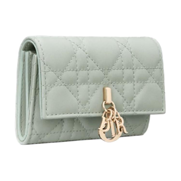 Dior Miss  Glycine Pendant Lambskin Wallet Women wallet Light-Gold Fresh-Green S0966ONMJ-M605