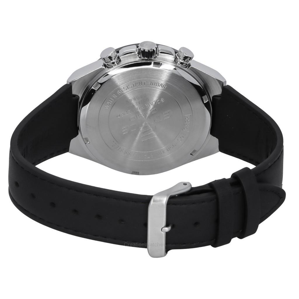 Casio Аналоговый хронограф Edifice с кожаным ремешком, бордовый циферблат, мужские часы на солнечной батарее EQS-950BL-5A 100M