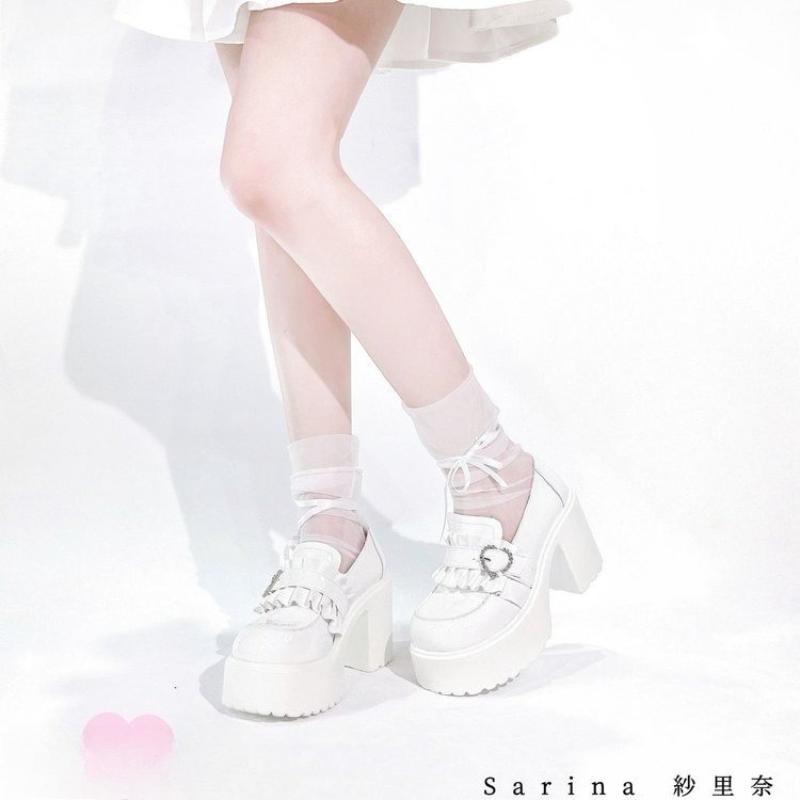 Мода 2025 Новые Женские Туфли Лолита Готические Массивные Высокие Каблуки Мэри Джейн Маленькие Кожаные Туфли Женская Мода Универсальные Повседневные Лоферы Бренд