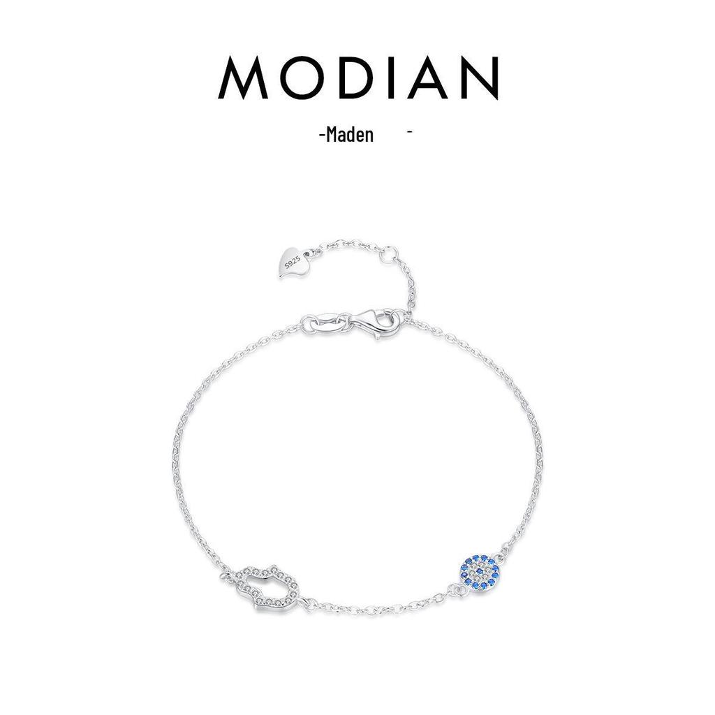 Серебряный браслет Modian S925 с бриллиантом «Дьявольский глаз» для женщин - Легкая роскошь в европейско-американском стиле.