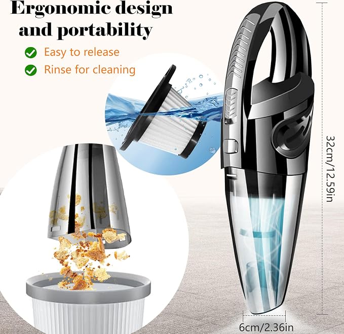 Handheld Vacuum Cordless, Portable Rechargeable Mini Vacuum, High Power with Fast Cahrge Tech, Home Car Carpet Stairs Pet Hair Cleaning