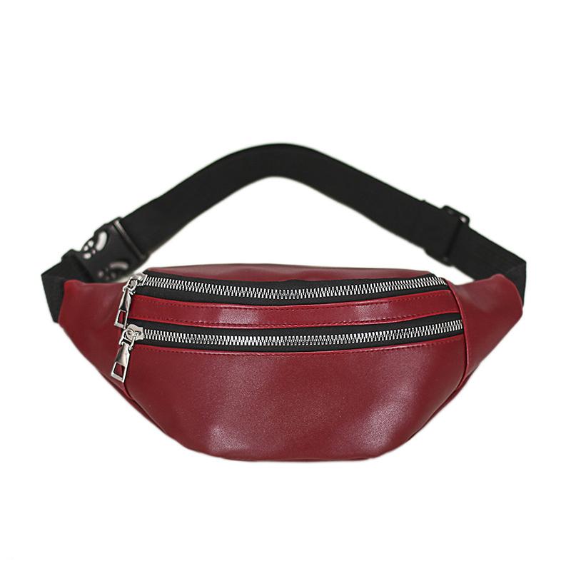 High Fashion Ladies Fashion Leather Belt Zipper Large Capacity Waist Bag Sports Shoulder Bag