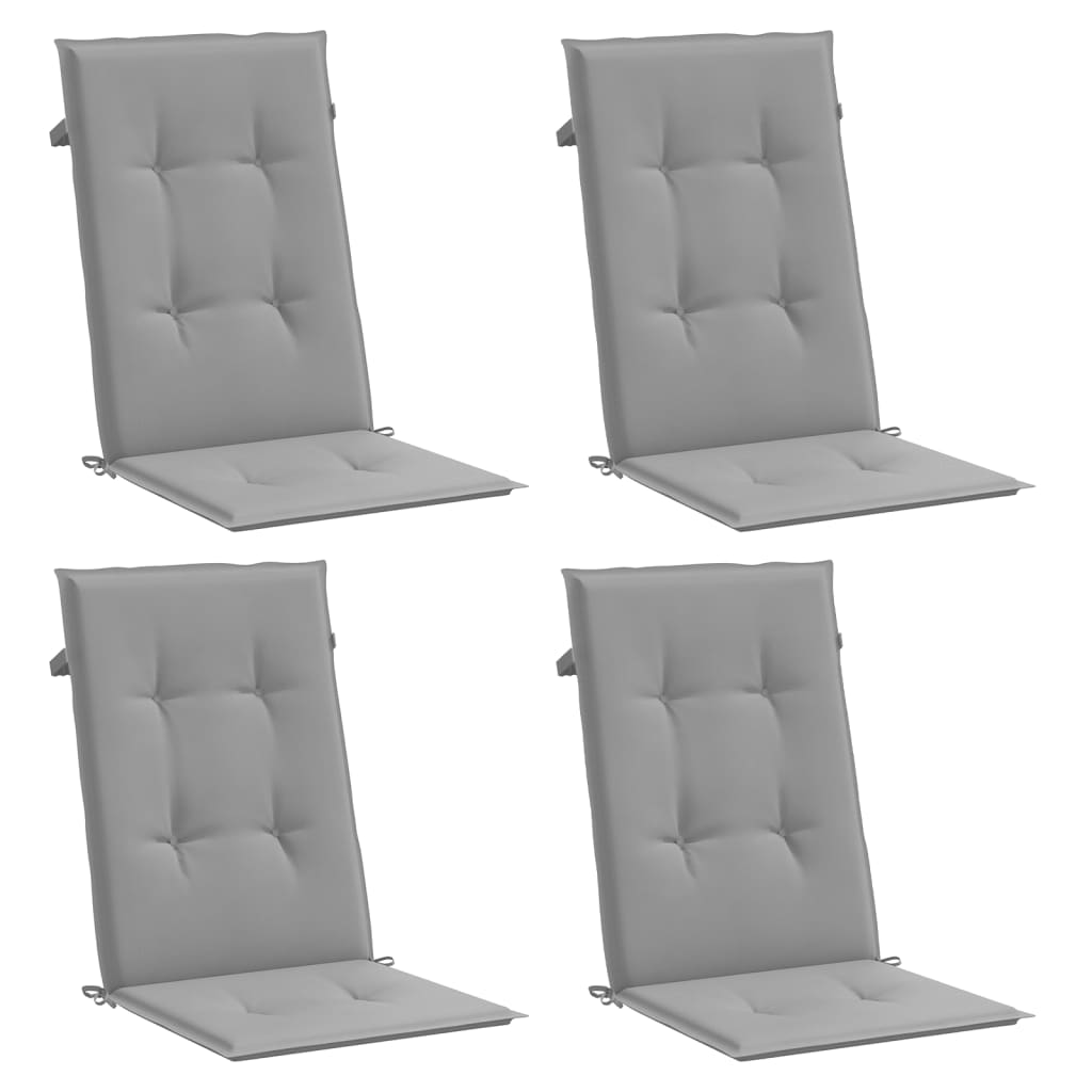 Garden Chair Cushions for High Back Chairs 4 pcs Gray 120 x 50 x 3 cm Fabric