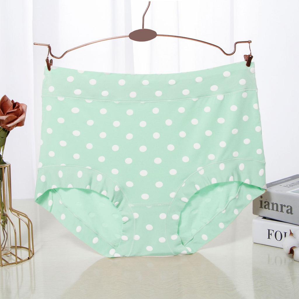Modal Large Size Panties for Fat Lady Fashion Polka Dot Briefs High Waist Wide Leg Boyshorts Cotton Crotch Underpants