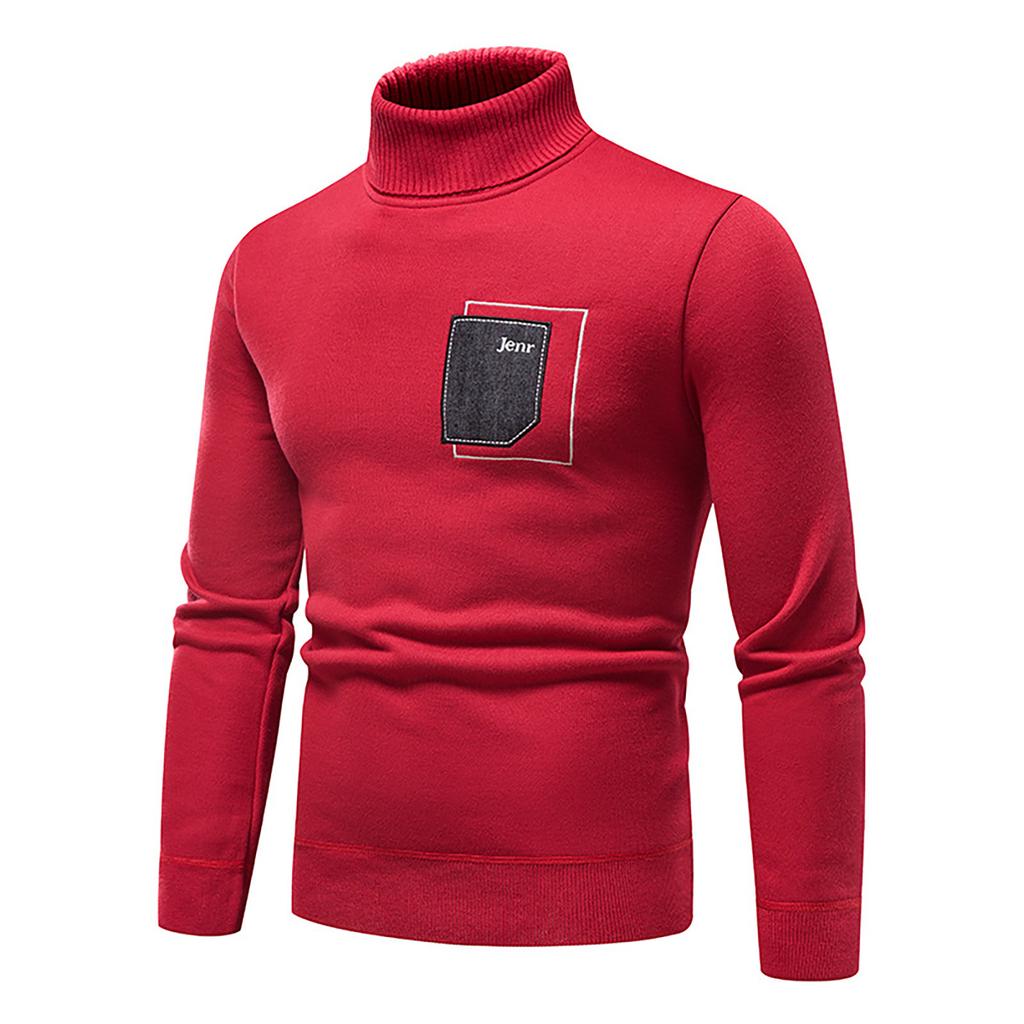 Men's Sweater High Neck Sweater Solid Color Slim Bottoming Sweater