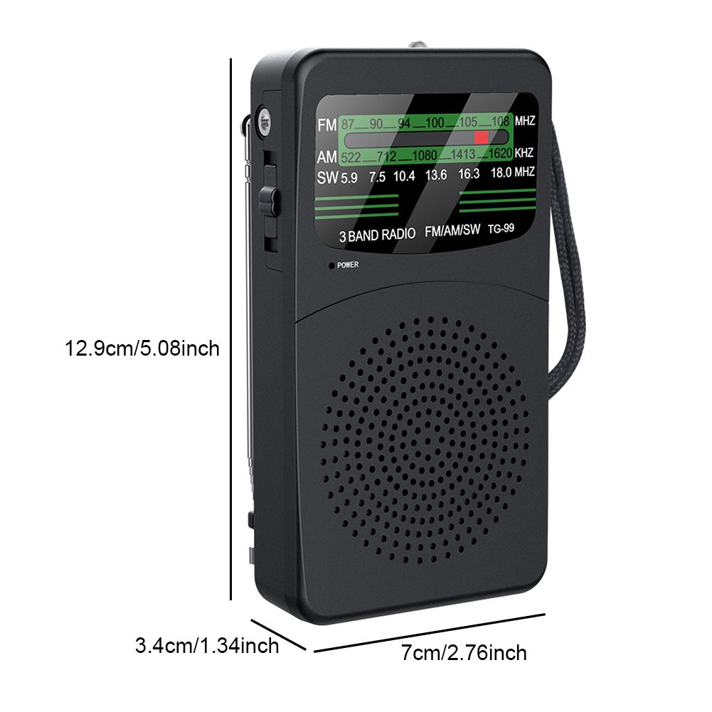 Portable AM/FM/SW Radio Battery Operated Radio with LED Flashlight Small Radio with Earphone Jack Gifts for Seniors Elderly