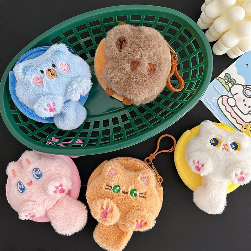 Милые игрушечные куклы, кошелек для монет, пушистый мягкий рюкзак, подвеска, портативная сумка для наушников, мультяшная мини-сумка для хранения