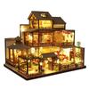 Moin Moin Dollhouse Miniature Handmade Kit Set Instruction A Inn with a Japanese Garden with Impressive Maple Leaves Masami LED Light Acrylic Case