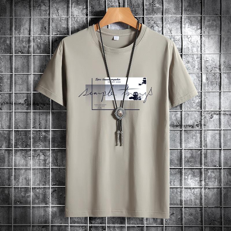 Summer Men Round Neck Cotton Short-sleeved Fashion Printed Casual Men's Loose Sports T-shirt