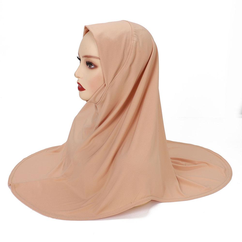 Malay Double Chin Undercap Muslim Women Solid Color Inner Scarf Islamic Instant Hijab Ladies Cap Crystal Hemp Bonnet Hat 80*55cm