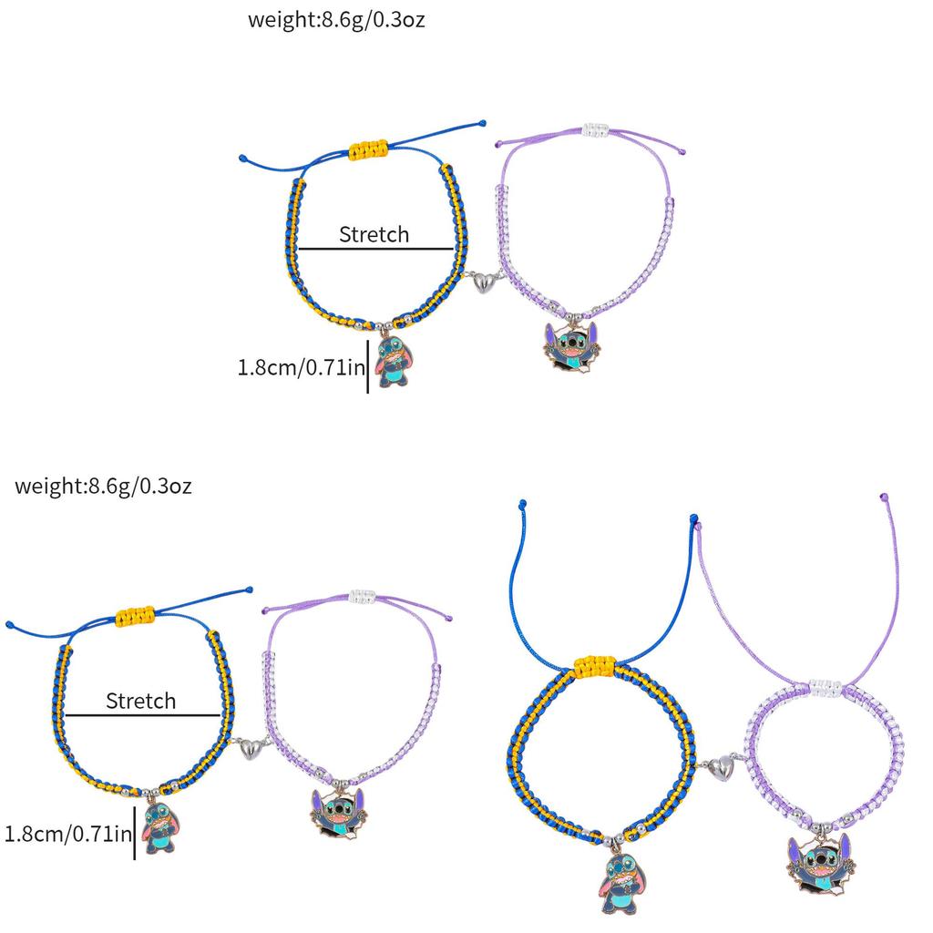 Stitch Friendship Gift Cartoon Stretch Bracelet With Zinc Alloy Clasp For Couples