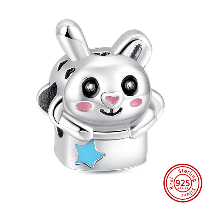 925 медь Милая серия животных Кошка Собака Слон Единорог Птица Подвеска Бусины удачи Подходят для оригинального браслета с шармами Pantaro DIY Циркон