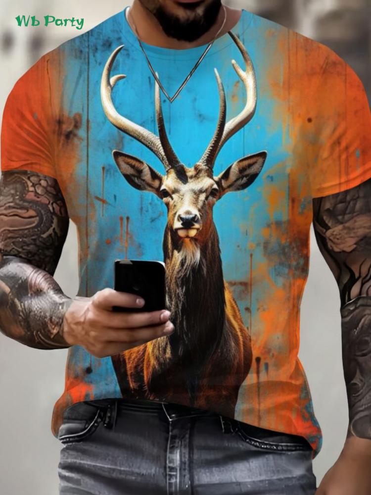 Squirrel Dog Bee Pattern T-Shirt Fun Animal 3D Printed Short Sleeve Tees Fashion Street O-Neck T Shirts Oversized Men's Clothing