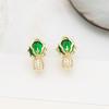 Серьги-капусты из циркония, женские персонализированные серьги-гвоздики Niche Design Sense, высококачественные универсальные серьги-цветы зеленого цвета