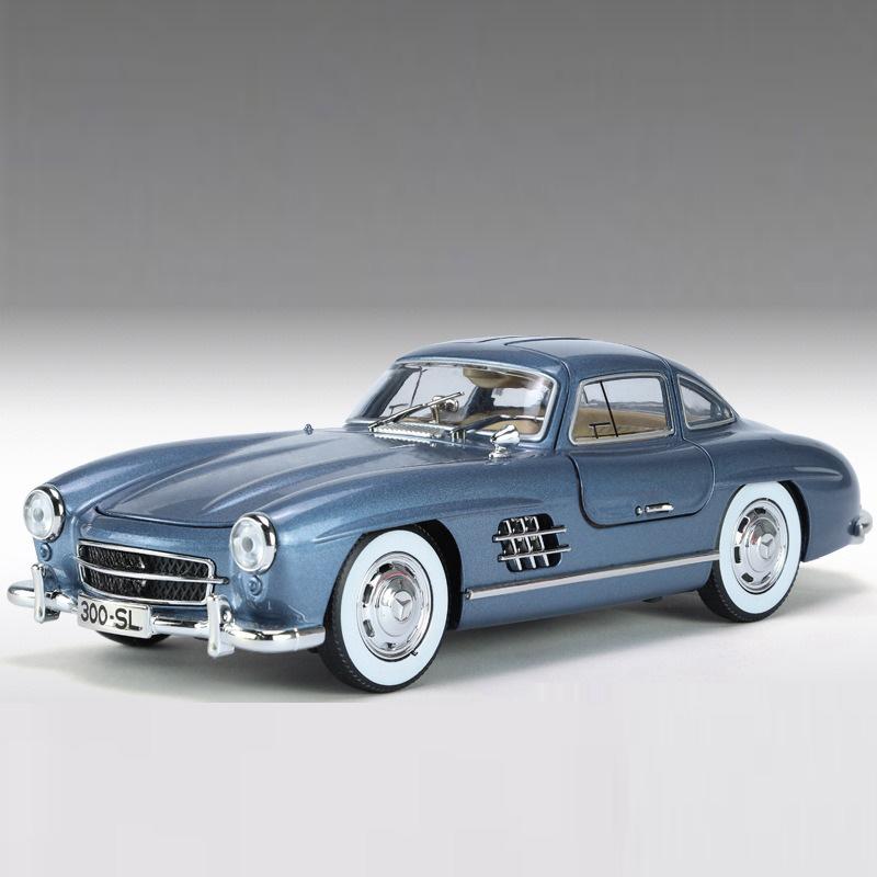1/24 Benz 300SL Игрушечная модель автомобиля Литой сплав с инерционным механизмом Звук и свет Моделирование игрушечных транспортных средств Модели Мальчики Дни рождения Коллекционирование подарков