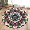 Мандала Красочный Цветочный Круглый Ковер Богемный Ковер для Йоги и Медитации для Гостиной Спальни Духовный Домашний Декор