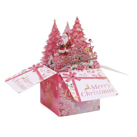 3D Pop Up Christmas Cards Pink Flamingo Holiday Greeting Cards Merry Christmas Gift Card