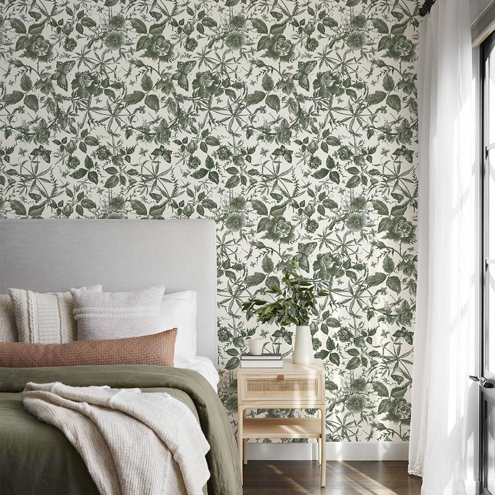 Ретро Зеленые Цветочные и Листья Обои Классические Самоклеящиеся Наклейки для Мебели Шкафа Водонепроницаемые Обои для Кухни Ванной