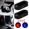 2pc Car Solar Powered Fake Security Light Simulated Dummy Alarm Wireless Warning Anti-Theft Caution Lamp Flashing Imitation Lamp