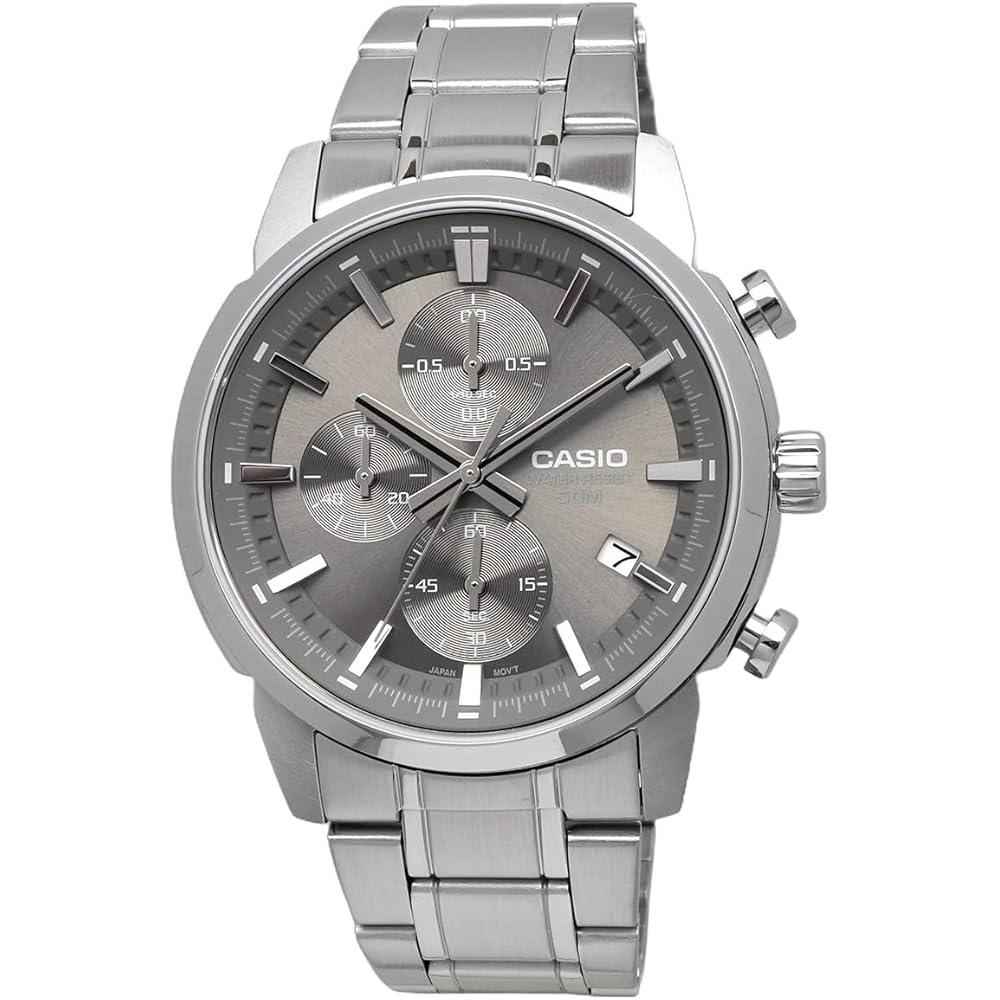 Мужские кварцевые часы Casio Standard с хронографом 1/10 секунды, металлического серого цвета, MTP-E510D-8AV
