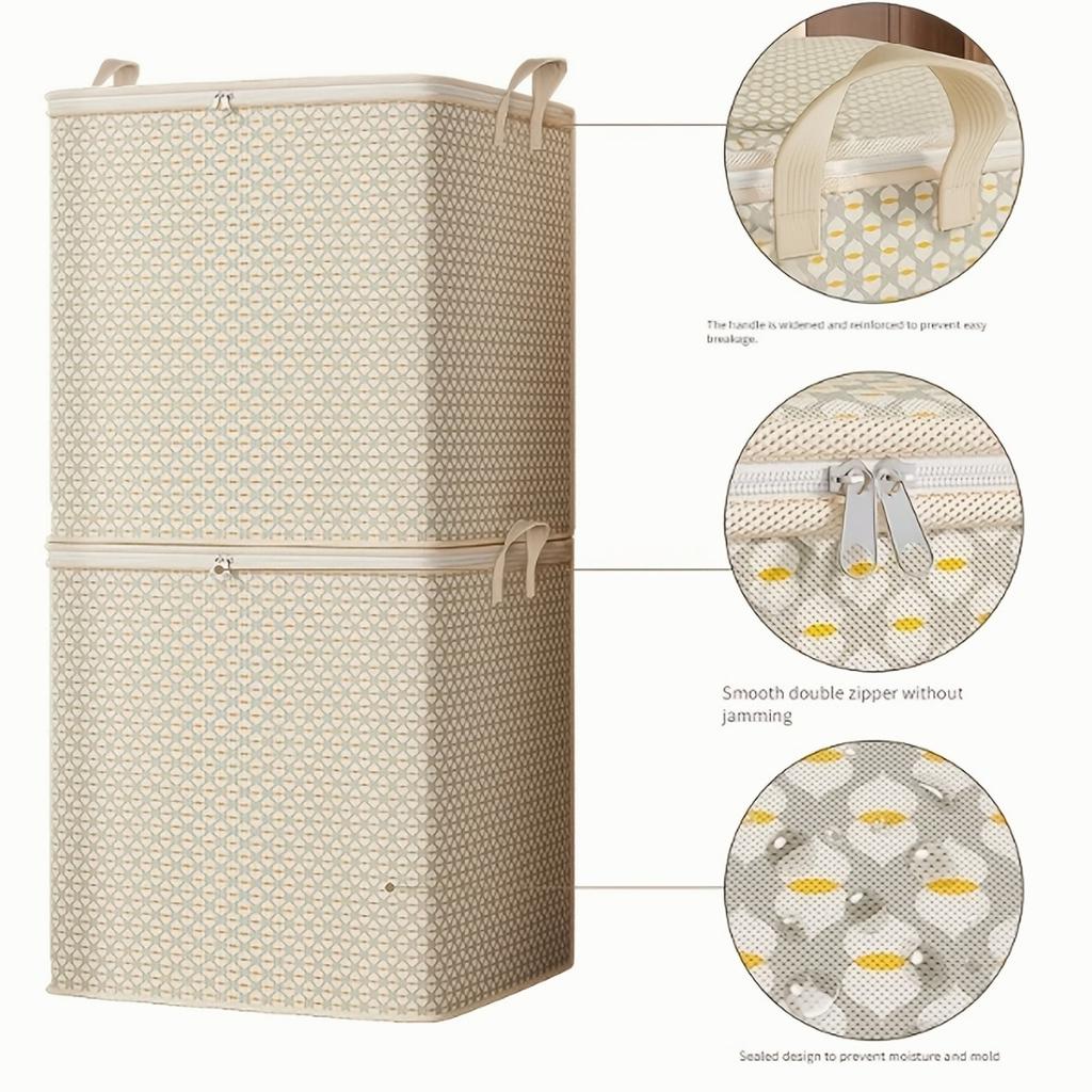 Очень большой тканевый контейнер для хранения одеял, постельного белья, одежды и нижнего белья. Портативный и легкий, с молниями и ручками. Легко переносить