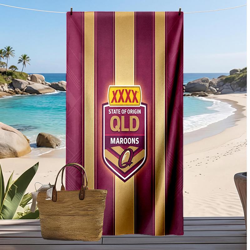 Queensland Maroons Print Beach Towel Soft Portable Quick?dry Towel For Pool Summer Vacation Outdoor Sport