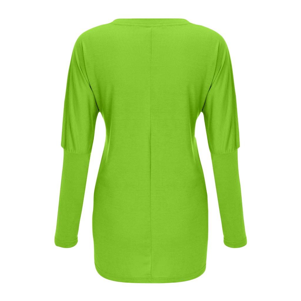 Женская футболка и весенне-осенние топы с круглым вырезом, длинными рукавами и карманным принтом стандартного кроя