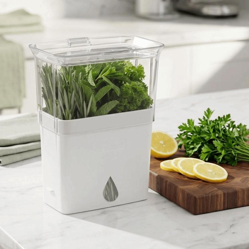 Plastic Vegetable Keeper Airtight Vanilla Bean Storage Box Fresh Herb Keeper Outdoor Use