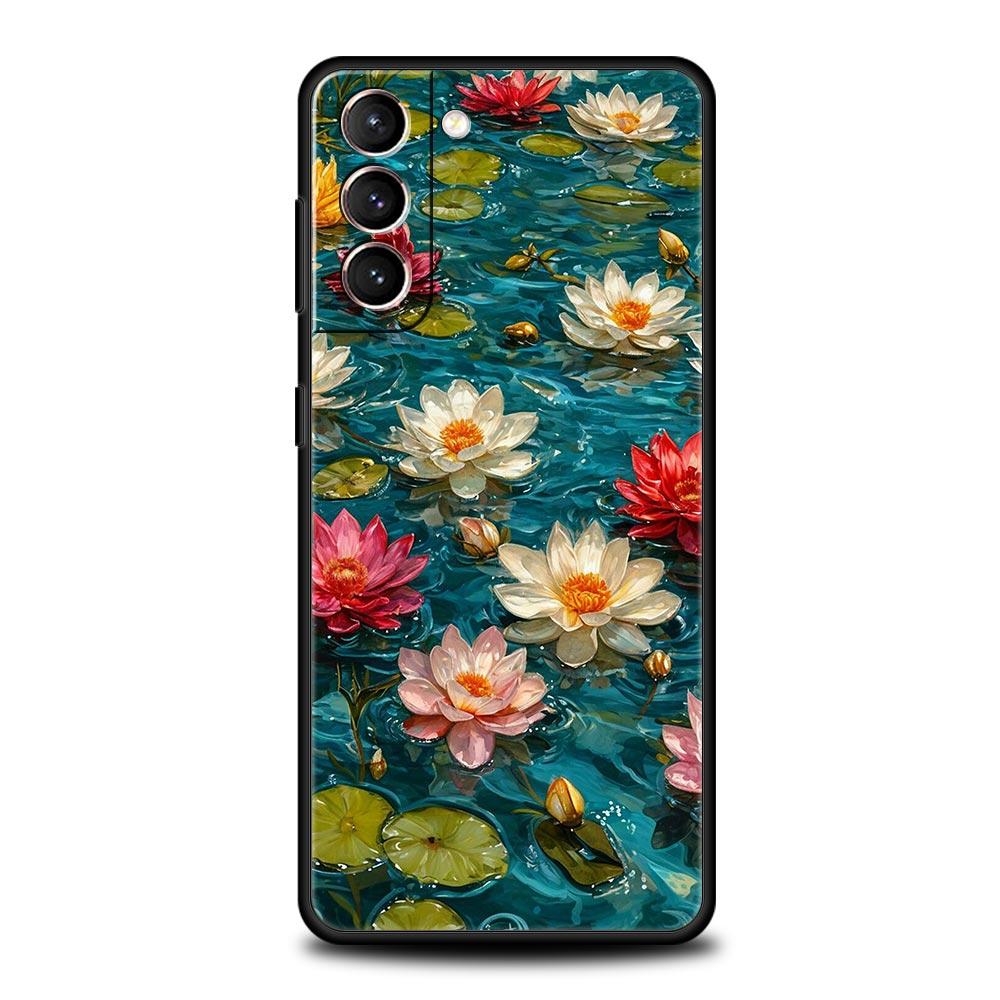 Чехол для телефона Samsung Galaxy S25 Edge S24 S23 S22 S21 Ultra S20 FE 5G S10 S10E S9 Plus Мягкий ТПУ Чехол Масляная Живопись Цветок