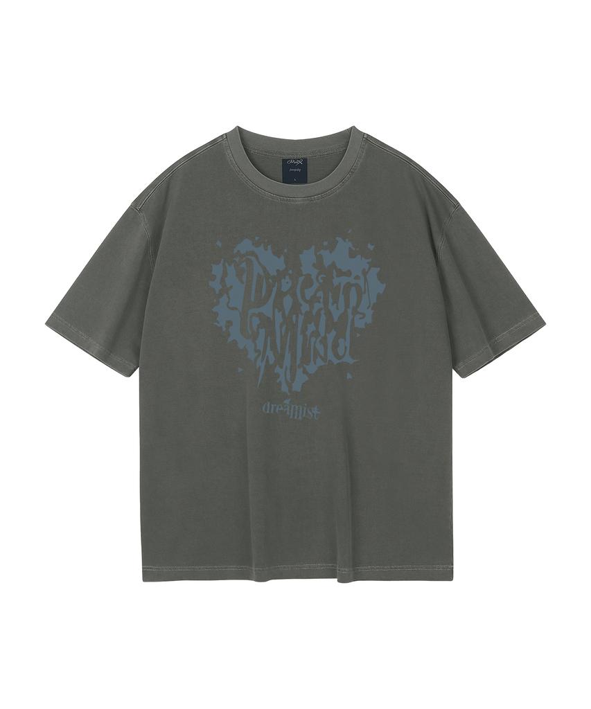 WILDROCK Hollysheesh Dreamist Heart Пигментная Оверсайз Футболка с Коротким Рукавом_6 Цветов (Урожай включен) (Тип Б)