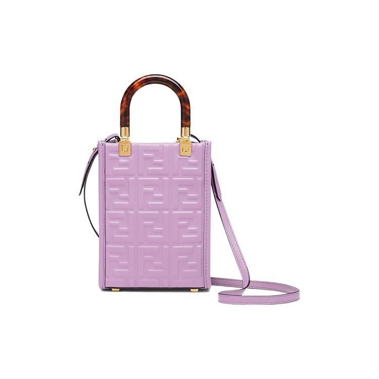 Fendi Солнечный 3D Текстура FF Тиснение Регулируемый Съемный Плечевой Ремень Кожаный Ручной Плечевой Сумка-Кроссбоди Мини Женские Сумки 8BS051-AMCI-F1JCO