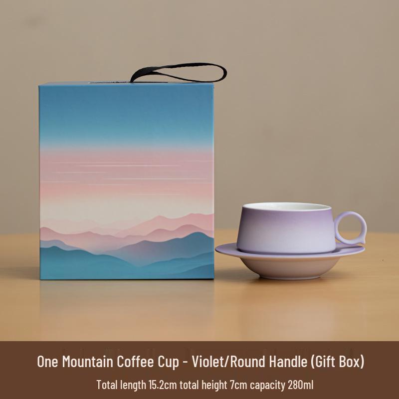 High-End Gradient Ceramic Coffee Cup & Saucer Set for Afternoon Tea