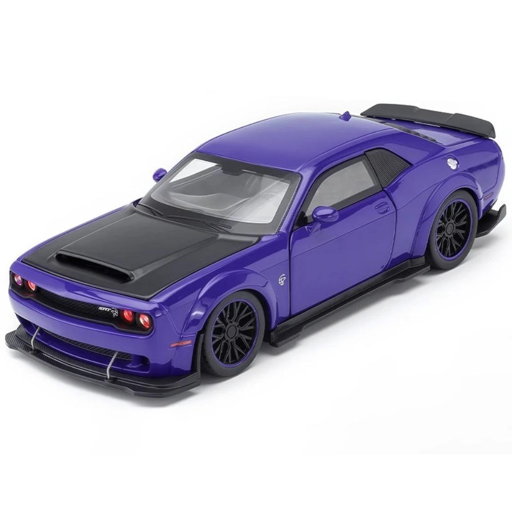Новая модель автомобиля Dodge Challenger SRT Hellcat 2024 в масштабе 1/32, литая из металла, игрушка, машинка Diecasts со звуком и светом для детей, транспортное средство