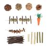 Rabbit Chew Toys Teeth Grinding Grass Ball String Pine Cone Wooden Stick Rabbit Toy Set for Hamster