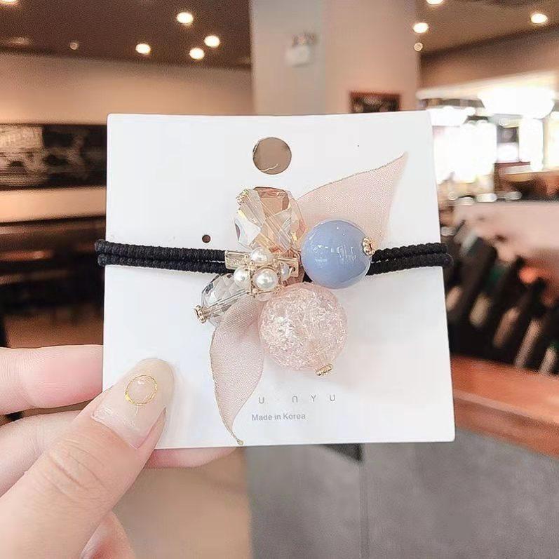 Bling Bling Hair Rope Simulation Pearl Hair Ties Ribbon Decoration Ponytail Holders For Women Girl Hair Accessories YSX