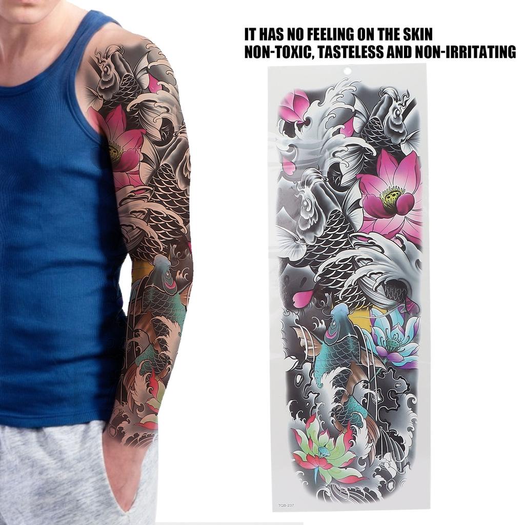 10 шт. Временные тату-наклейки с полным рукавом, большие, унисекс, водостойкие, тату-имитация на руку