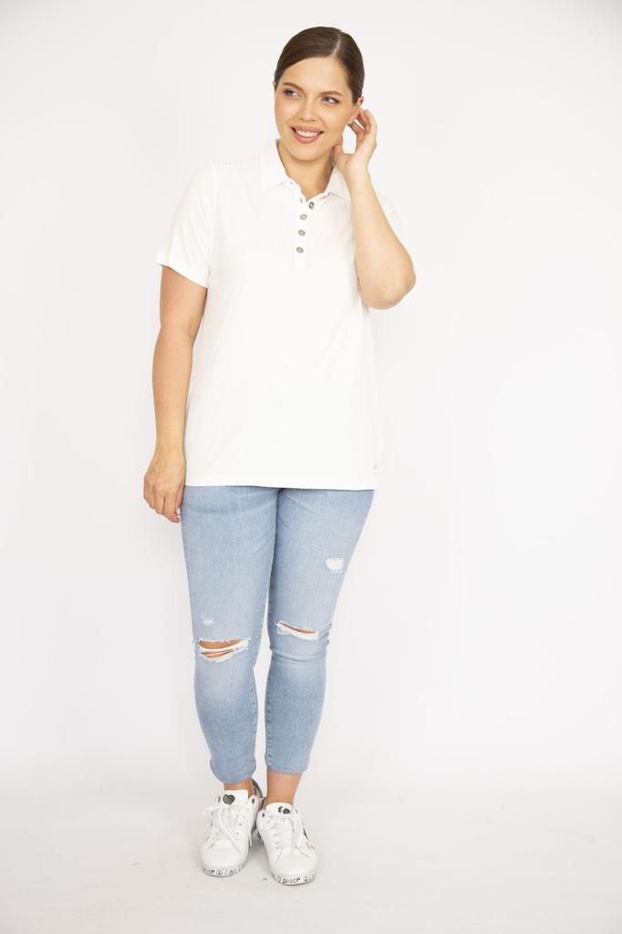 Женская блузка большого размера, желтая блузка больших размеров с воротником-поло и пуговицами спереди, тканевая блузка с короткими рукавами, большие размеры