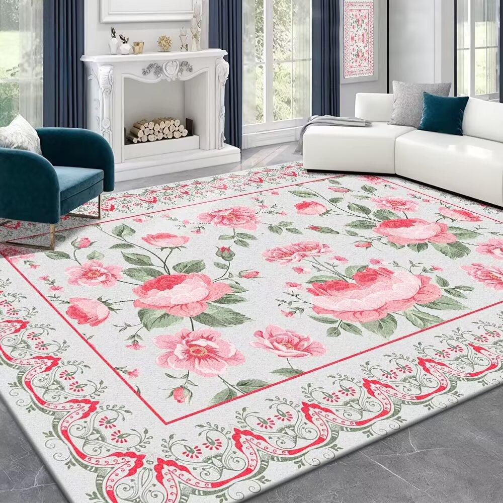 Ковер для гостиной в стиле французского ретро-кремового стиля, светлый, роскошный, улучшенный, спальня, кровать, одеяло, домашний гардероб, диван, стол, коврик