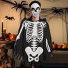 Halloween Skeleton Poncho Hooded Skeleton Cape Halloween Party Costume Cosplay Outfit for Kids Adults