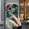 Чехол для телефона: 2D плоский, подходит для iPhone 18 17 16 15 14 13 12Pro, аксессуар для телефона, розовый мятно-зеленый текучий узор, идеальный подарок на Рождество и Хэллоуин