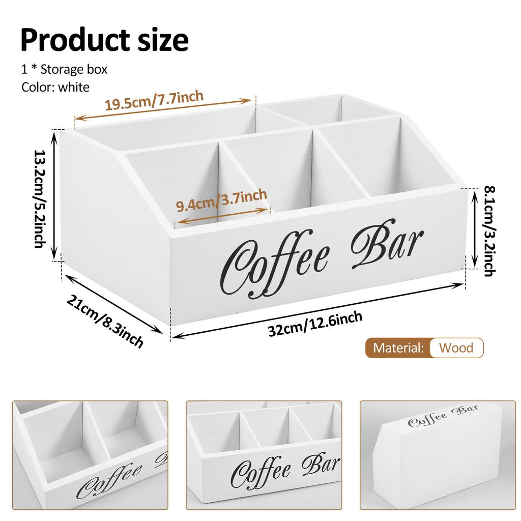 Деревянная подставка для кофе, органайзер для кофейного бара, 5 отделений, аксессуары для кофейного бара, винтажная станция для хранения кофе, держатель для кофейных капсул