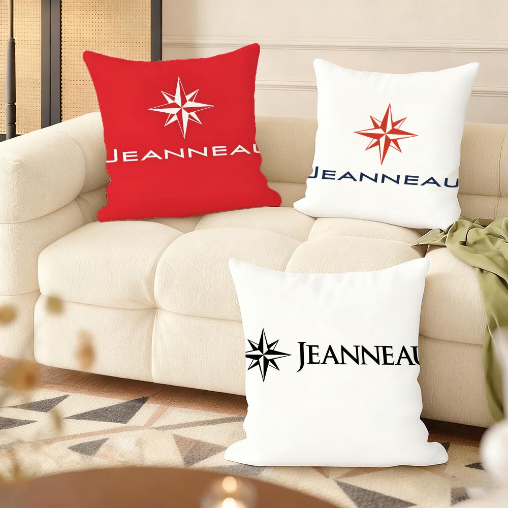 Classic JJEANNEAU Logo Cushion Cover Natural Linen Organic Fabric DoubleSided Printing Couch Pillow Covers Home Decor