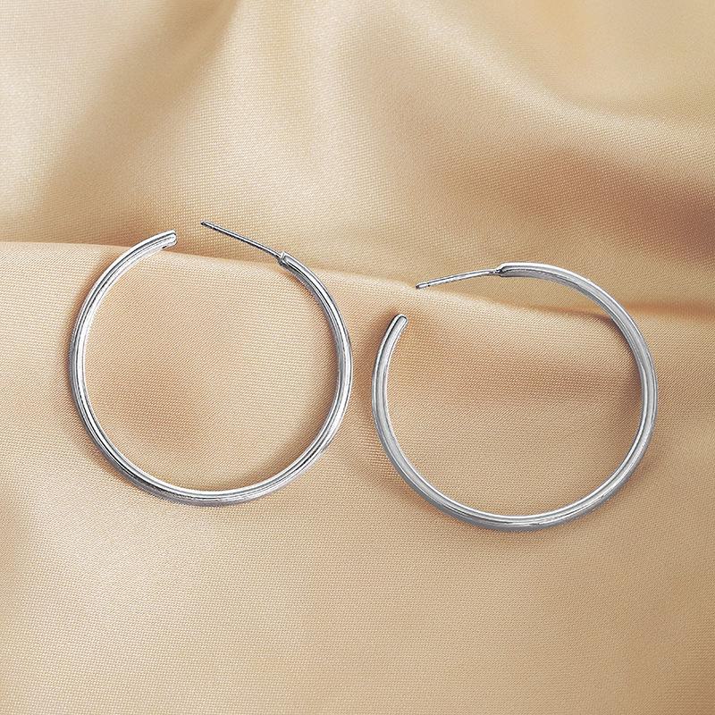 Серьги Banyan Tree S925 Silver Large Circle для женщин - простые, модные, в корейском стиле