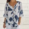 Women's Fashion Casual Summer Floral Print Short Sleeve V-Neck Blouses & Shirts